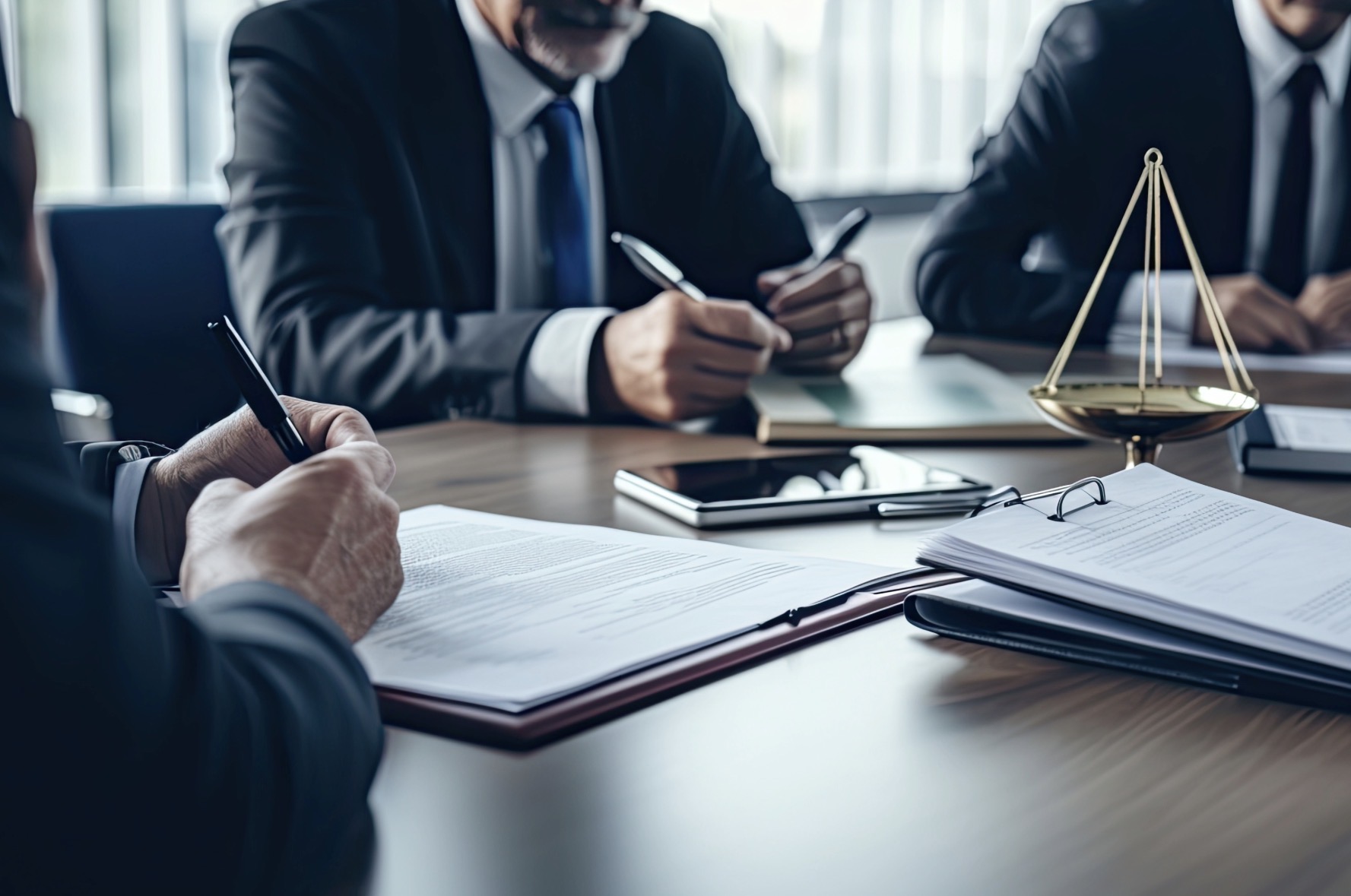 Reunión profesional en un despacho de abogados