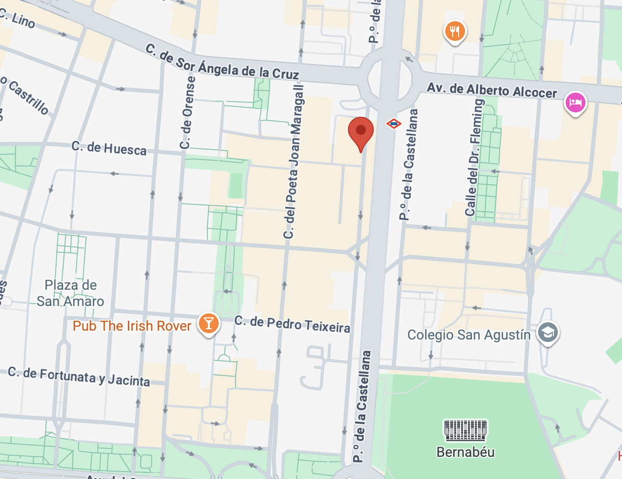 Mapa de ubicación del despacho en Paseo de la Castellana, 121, Madrid